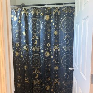 Mystic Celestial Shower Curtain - Gold on Black